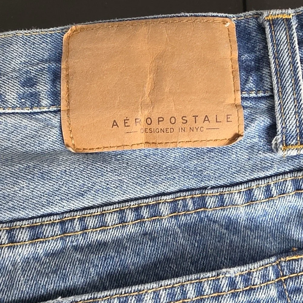 Aéropostale Relaxed Straight Denim‎ Jeans Blue Medium Wash Distressed Men's